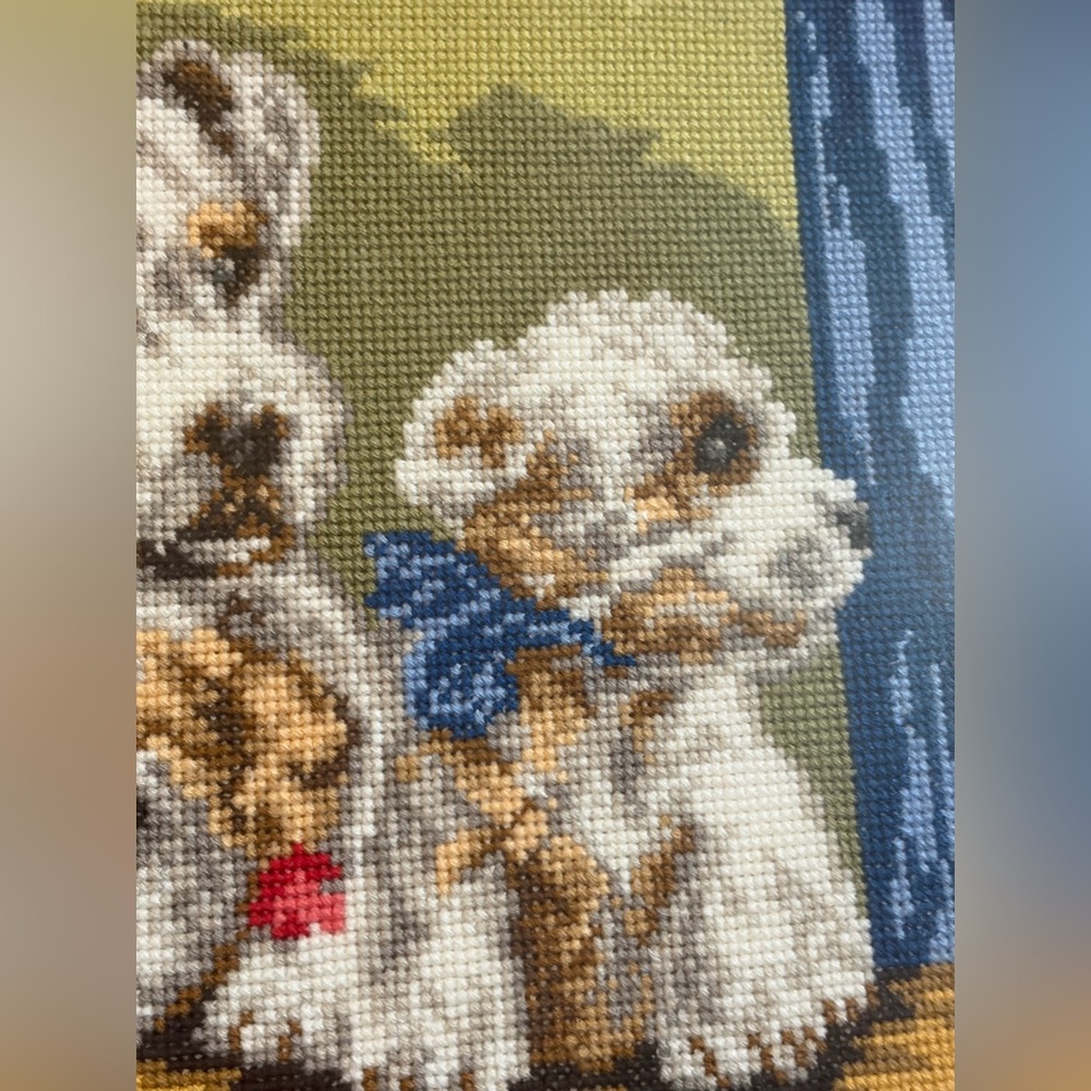 Vintage Best Friends for Life Dog Puppies Cross Stitch, Framed Cottagecore Art - Picture 5 of 13